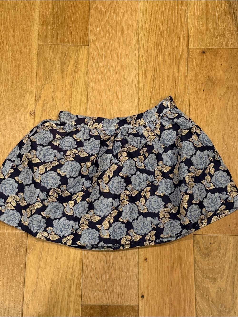 Janie and Jack Navy Floral Girls' Skirt with Light Blue and Cream jacquard 6